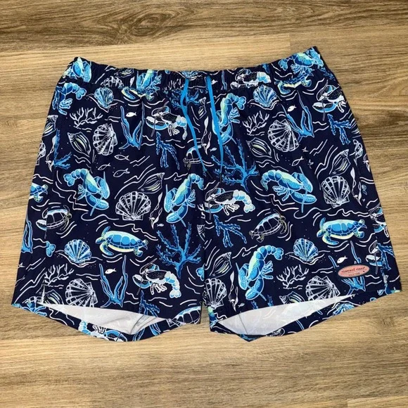 Vineyard Vines Chappy Swim Trunks Blue Marine Pattern Men's 3XB - Picture 2 of 6